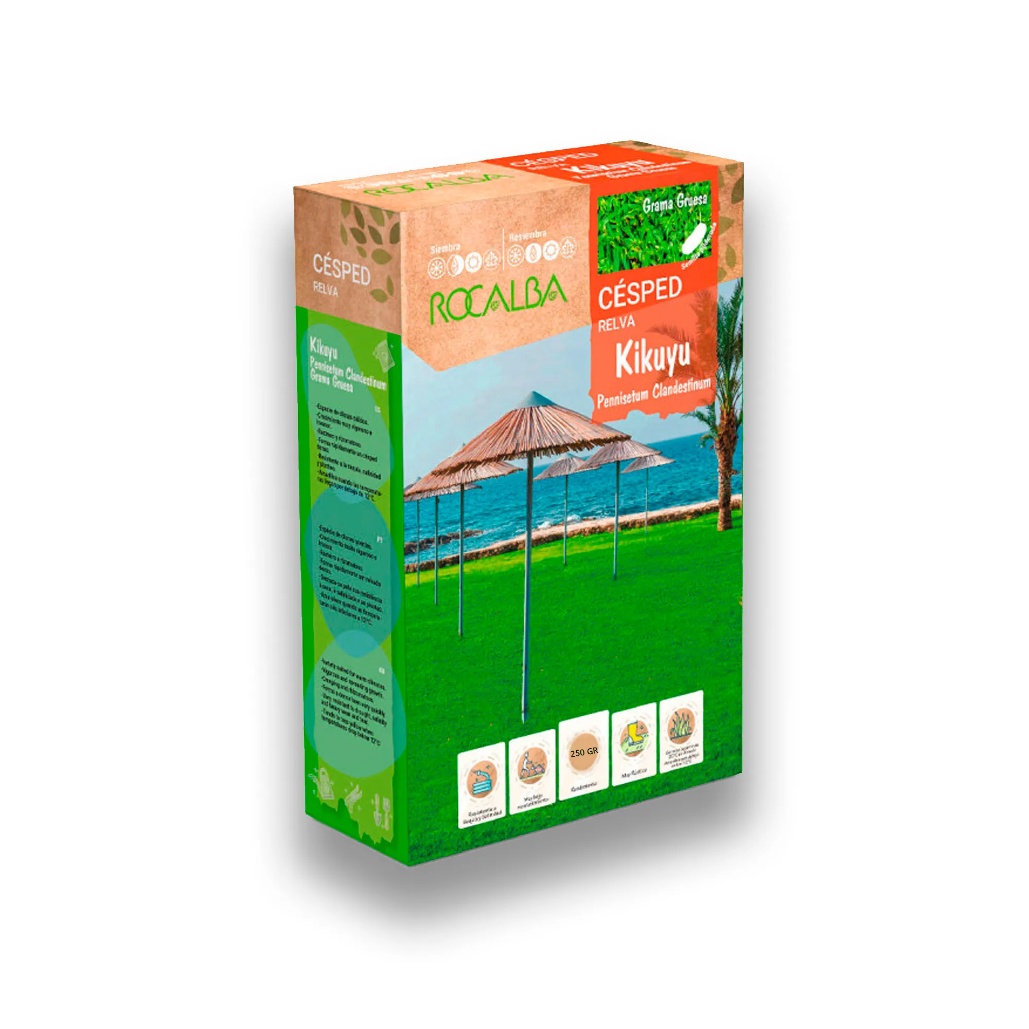 Semillas Césped Kikuyu Grama Gruesa Muy Resistente - 250 G